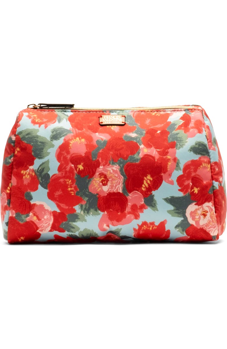 Frances Valentine Large Cosmetic Bag, Main, color, Red/ Light Blue