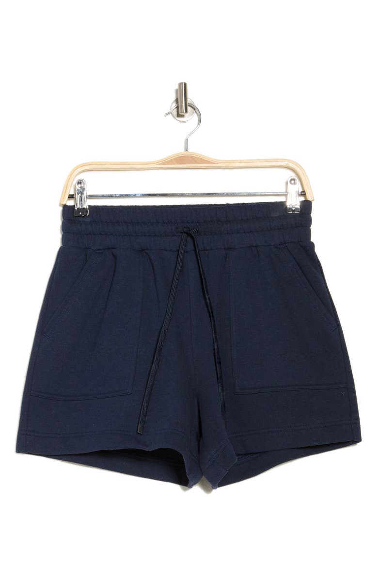 Z by Zella Feather Fleece Pull-On Shorts, Alternate, color, Navy Sapphire