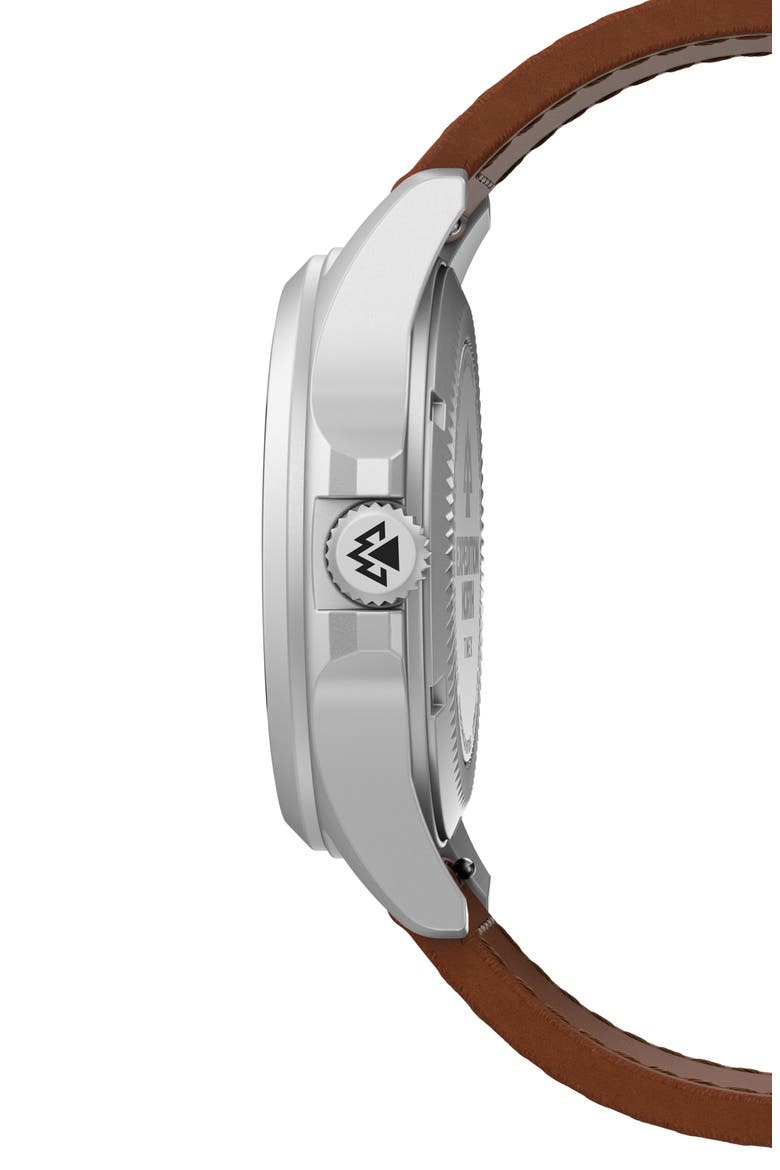 Expedition North Field Post Solar Leather Strap Watch, 41mm, Alternate, color, TAN