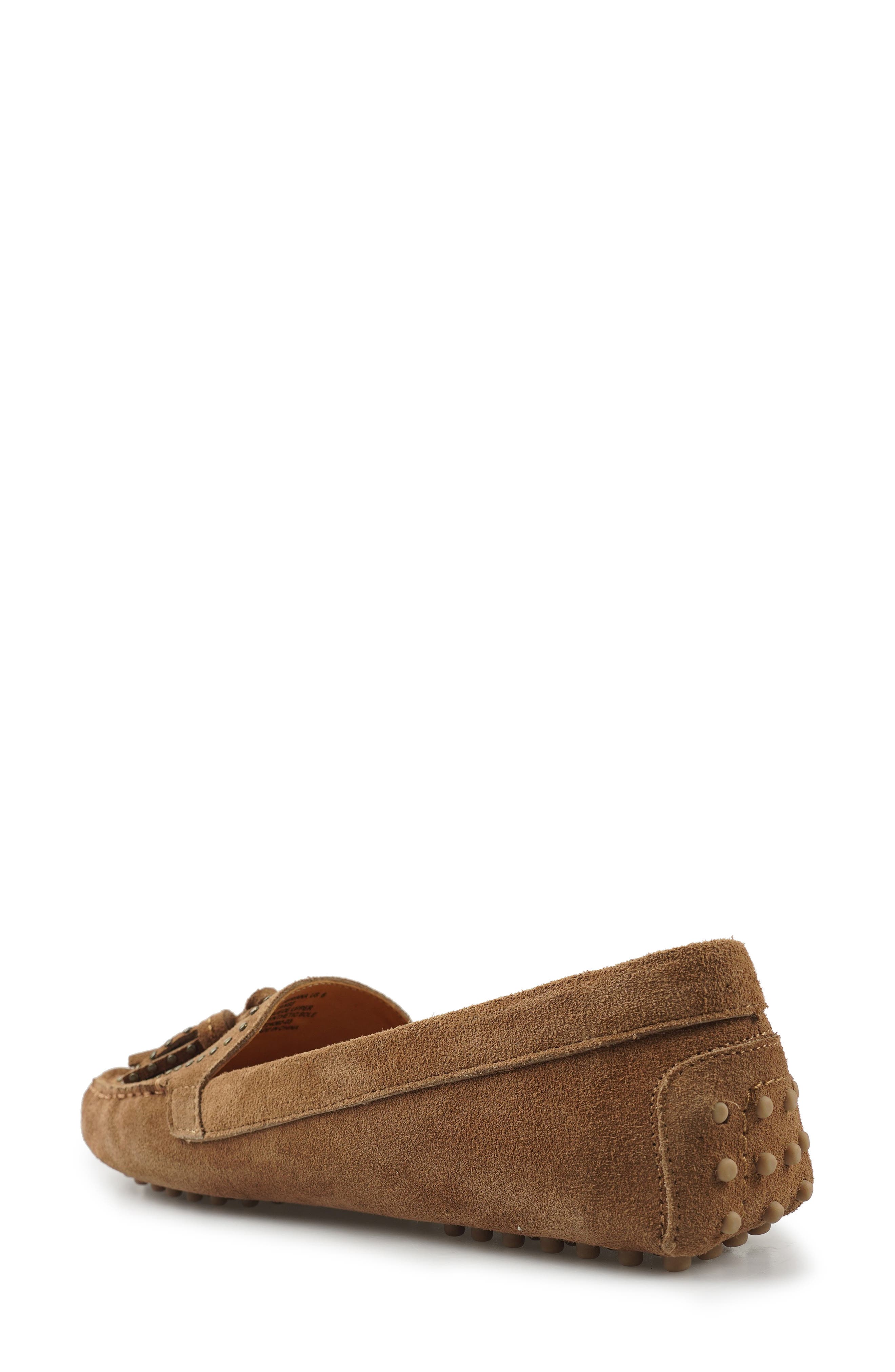 Serinna Studded Tassel Driving Loafer, Alternate, color, TAN SUEDE