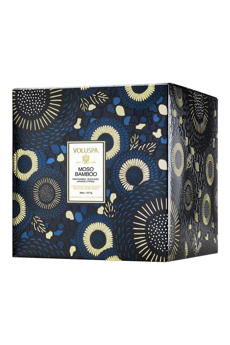 Moso Bamboo Three-Wick Hearth Candle, Alternate, color, NO COLOR
