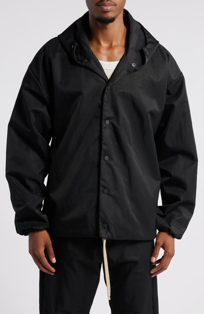 Fear of God Essentials Gender Inclusive Embroidered Logo Textured Nylon Coach's Jacket, Alternate, color, 