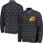 STARTER Men's Starter Black Phoenix Suns In-Field Play Fashion Satin Full-Zip Varsity Jacket
