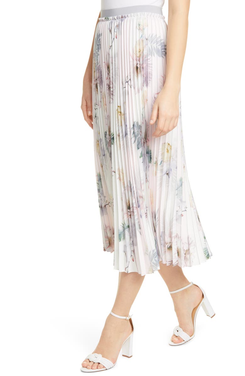 Ted Baker London Maxiiy Woodland Floral Pleated Skirt, Alternate, color, 