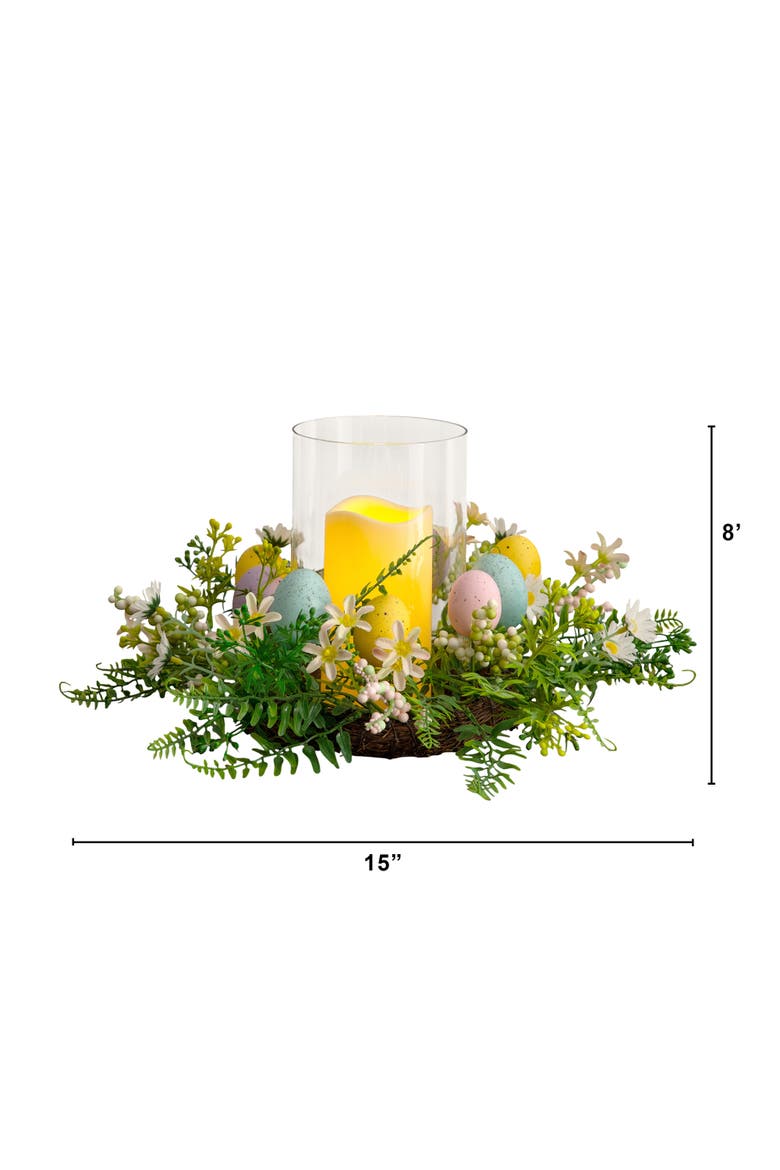 8-in Artificial Easter Candle Holder Arrangement, Alternate, color, Green