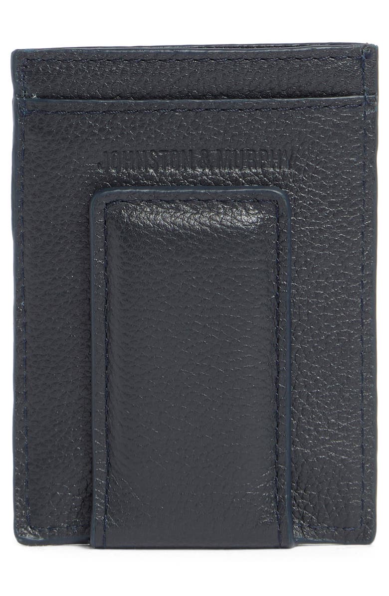Johnston & Murphy Pebbled Leather Cardholder Wallet, Alternate, color, Navy