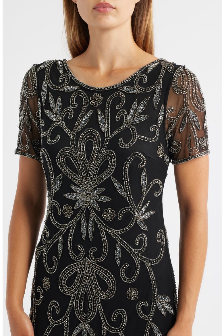 Beaded Gown, Alternate, color, BLACK/ SILVER