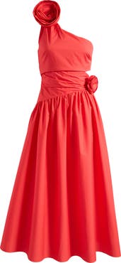 Ever New Josefina One-Shoulder Poplin Midi Dress