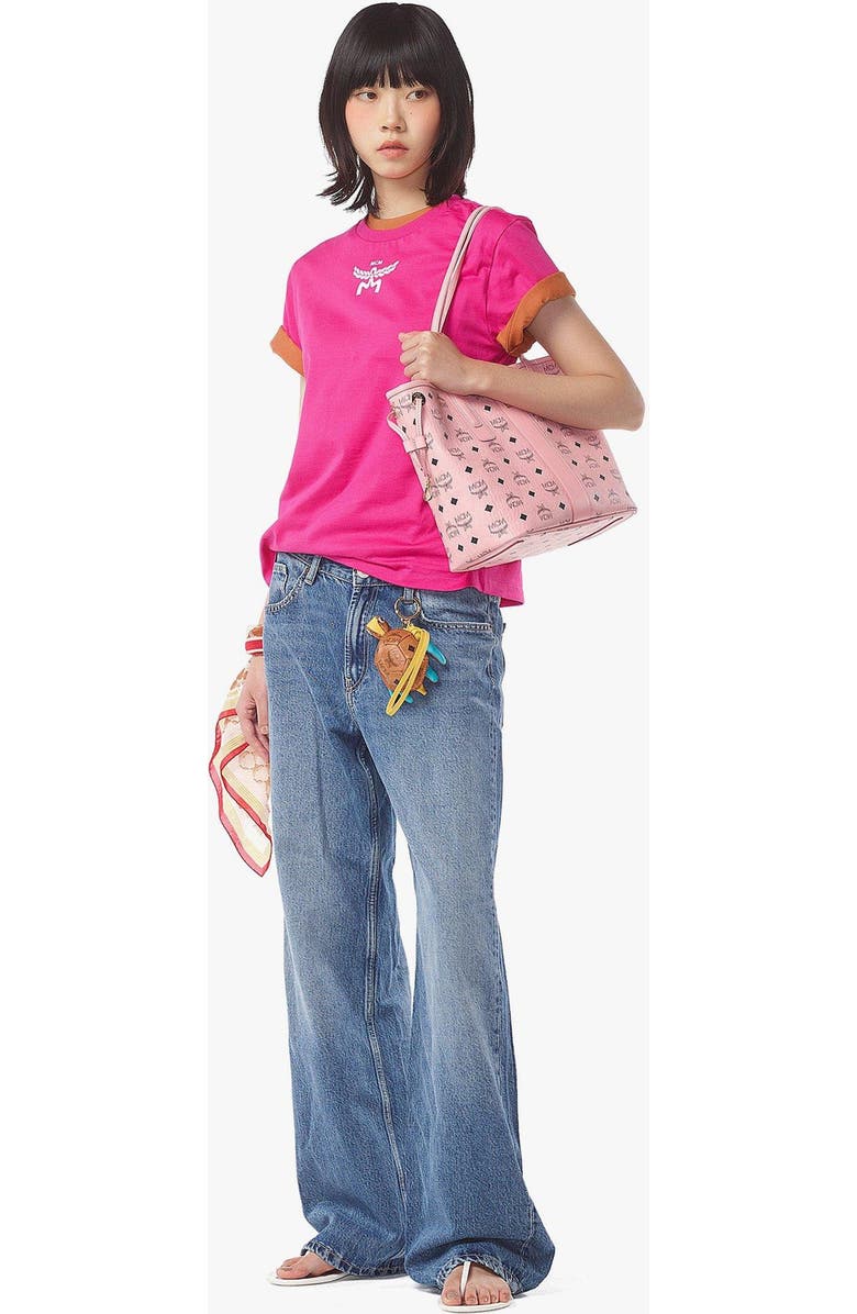 MCM Small Liz Shopper in Visetos, Alternate, color, Pink