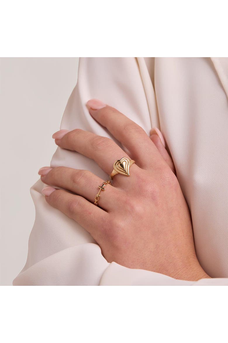 Emanate Love Signet Heart  Ring, Alternate, color, 18k Gold Plated