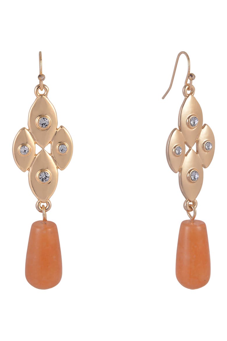 Crystal & Aventurine Drop Earrings, Alternate, color, PINK