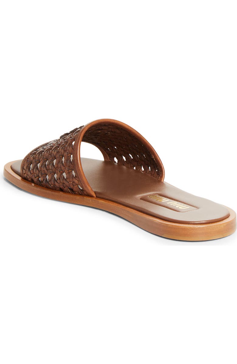 Miu Miu Woven Slide Sandal, Alternate, color, Cognac