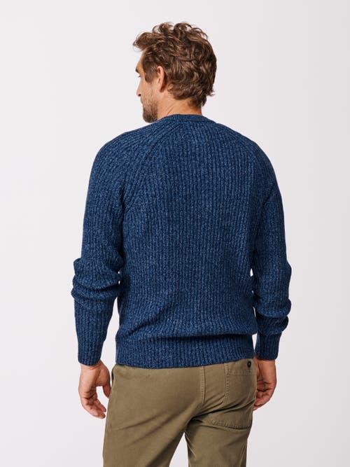 Aubin Ray Fisherman Rib Crew Neck Sweater In Blue