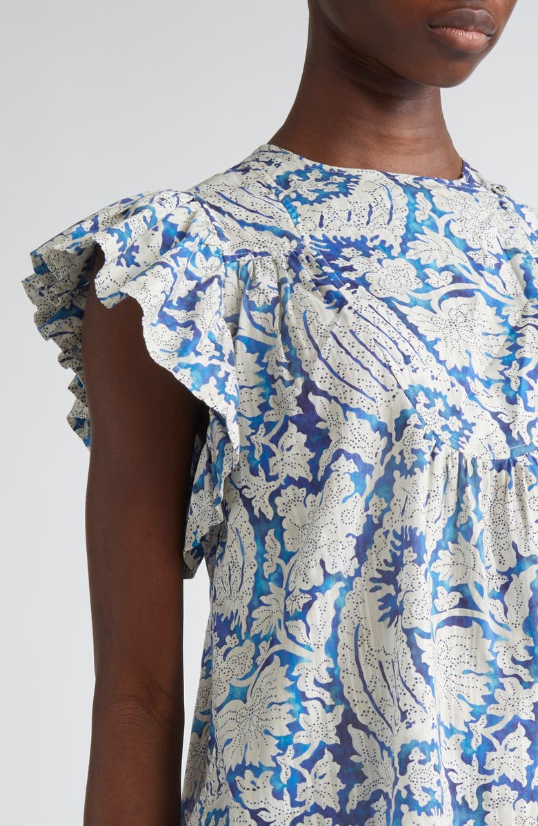 Ulla Johnson Sienna Flutter Sleeve Top, Alternate, color, Ciel
