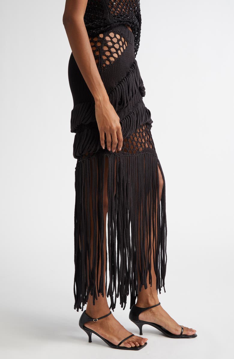Diotima Medusa Loop & Fringe Crochet Midi Skirt, Alternate, color,