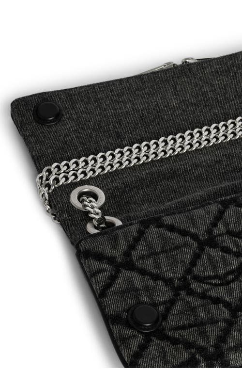 Zadig & Voltaire Rock Ii Diamond Quilted Monogram Denim Crossbody Bag In Gray