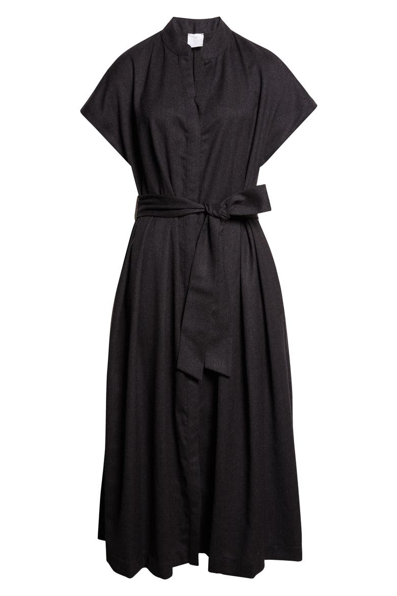 Belted Wool Blend Midi Dress, Alternate, color, 168 CARBON