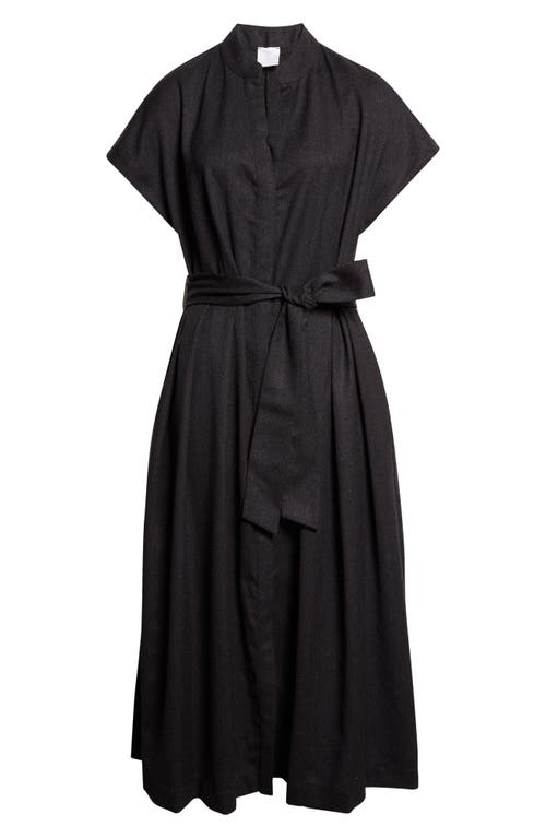Eleventy Belted Wool Blend Midi Dress In Black