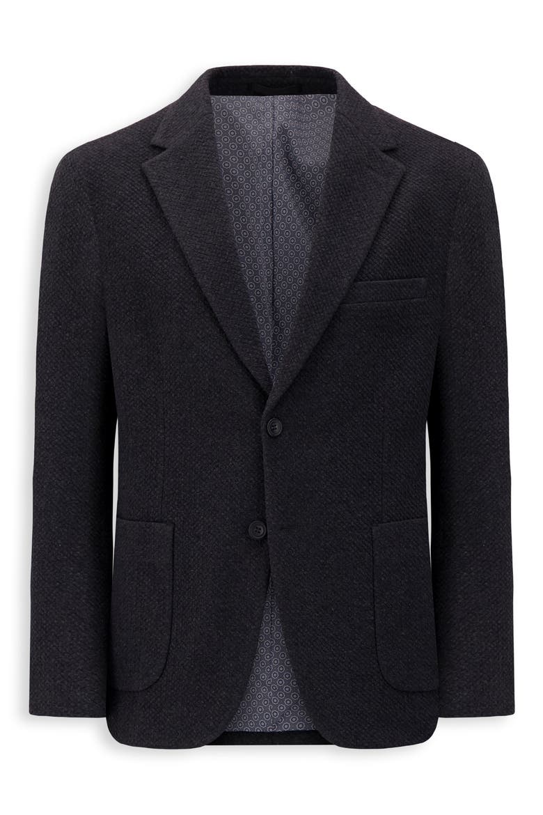 Modern Fit Textured Knit Cotton Blend Sport Coat, Alternate, color, CHARCOAL