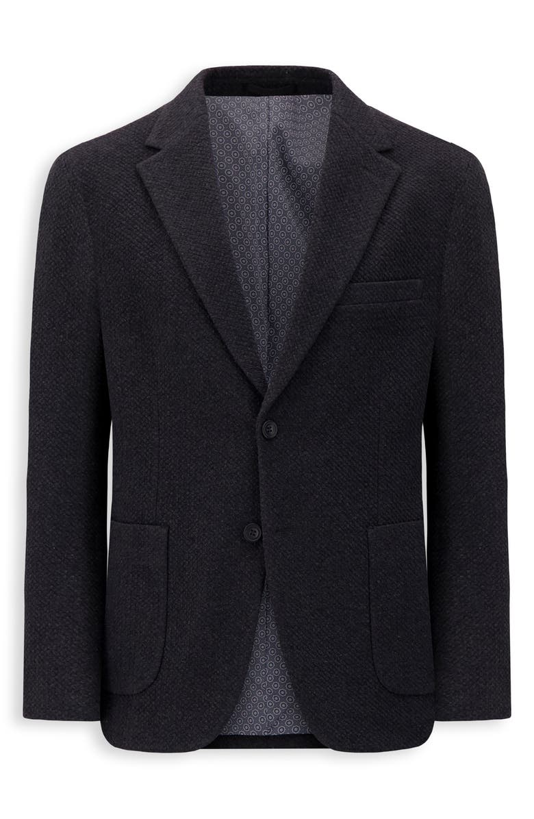 Victor Emmanuel Modern Fit Textured Knit Cotton Blend Sport Coat, Alternate, color, Charcoal