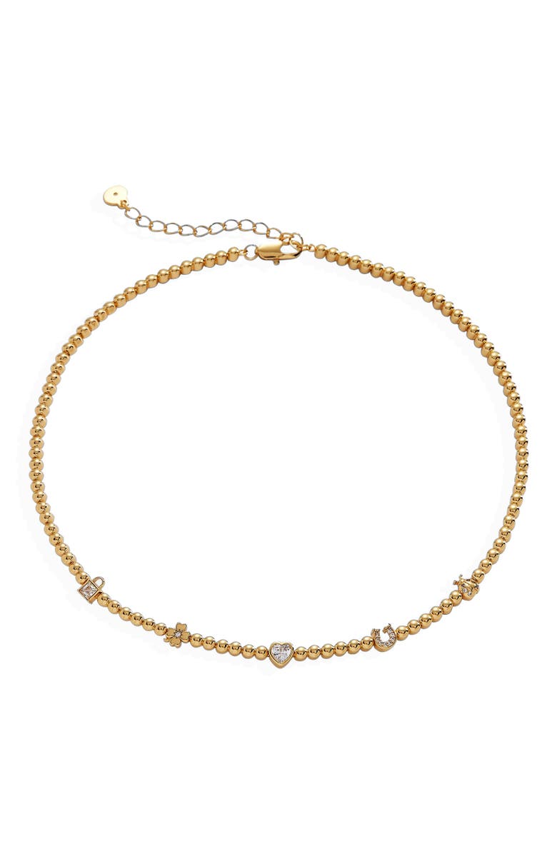 Alex and Ani Love Luck Metal Tennis Necklace, Main, color, Gold