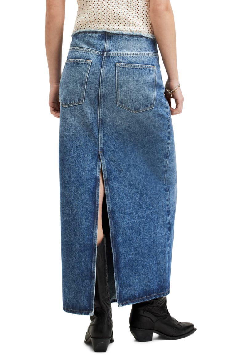 Cyra Denim Maxi Skirt, Alternate, color, MID INDIGO