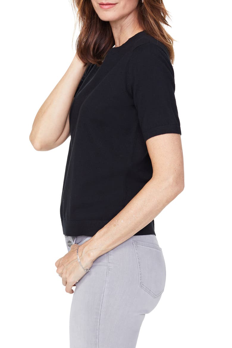 Short Sleeve Knit Top, Alternate, color, BLACK
