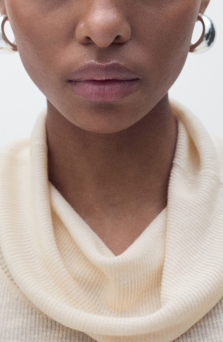 MANGO Cowl Neck Sleeveless Rib Top, Alternate, color, Light/ Pastel Grey