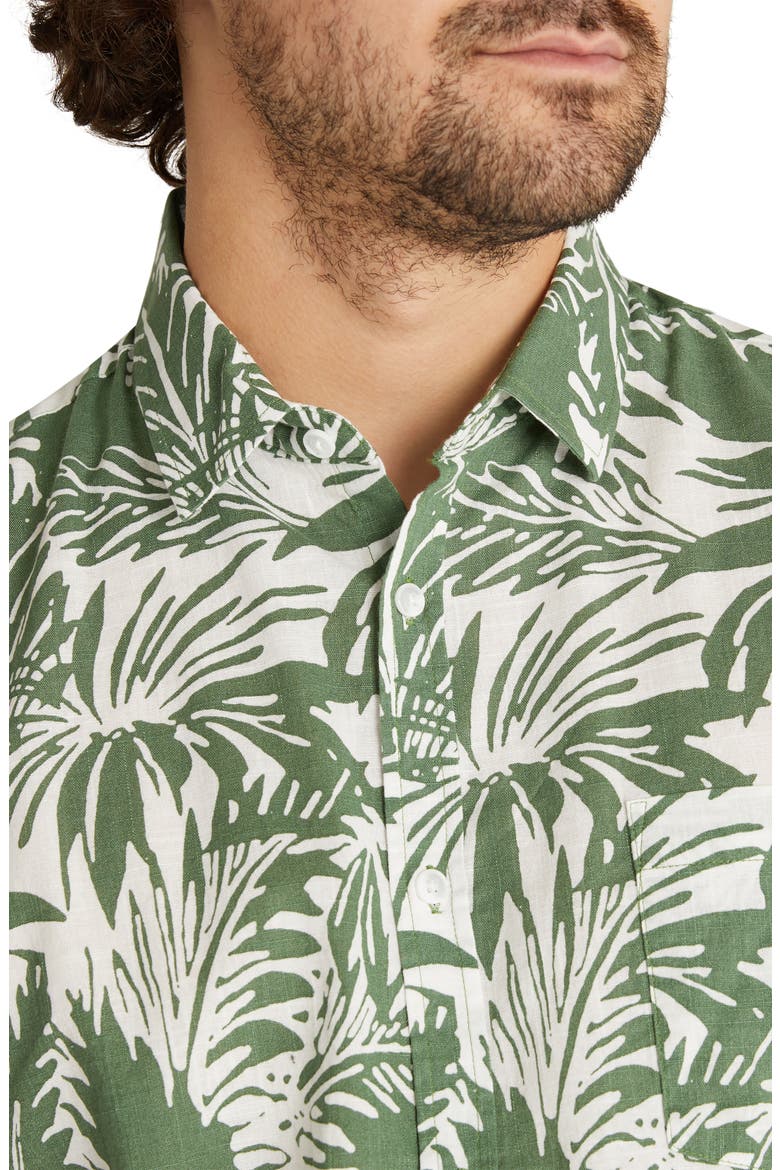 Loxton Classic Fit Leaf Print Short Sleeve Cotton Button-Up Shirt, Alternate, color, FERN
