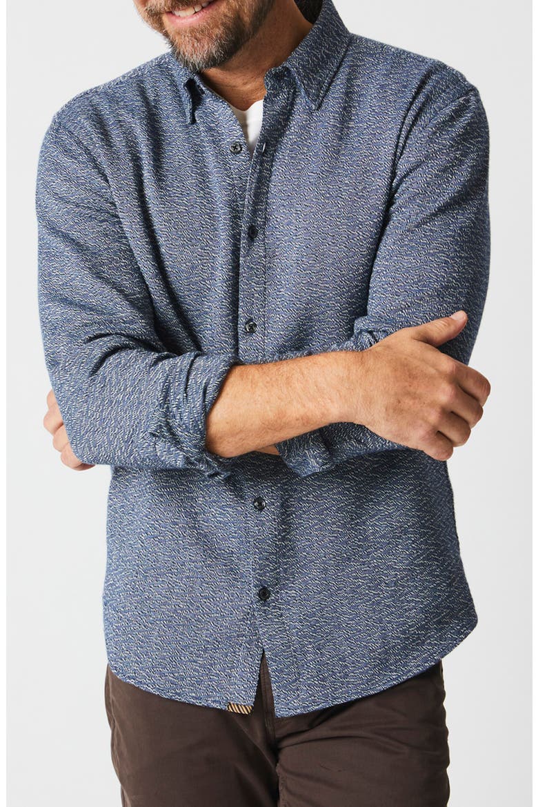 Wilson Zigzag Jacquard Button-Up Shirt, Main, color, CHAMBRAY BLUE