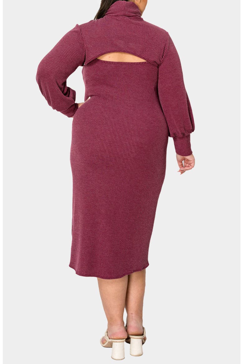 Aster Plissé Two-Piece Sweater Dress, Alternate, color, BURGUNDY