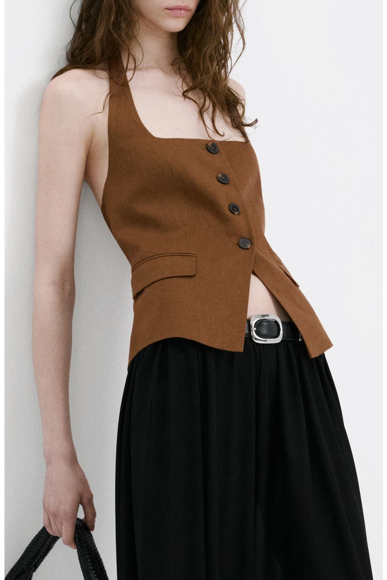 Linen Suit Waistcoat, Alternate, color, BROWN