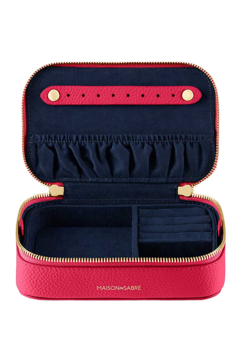 Leather Jewellery Case, Alternate, color, Shibuya Fuchsia