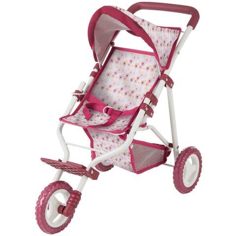 3 Wheel Doll Buggy, Happy Flower, Foldable Toy Stroller, Dolls Up to 19.5 Inches