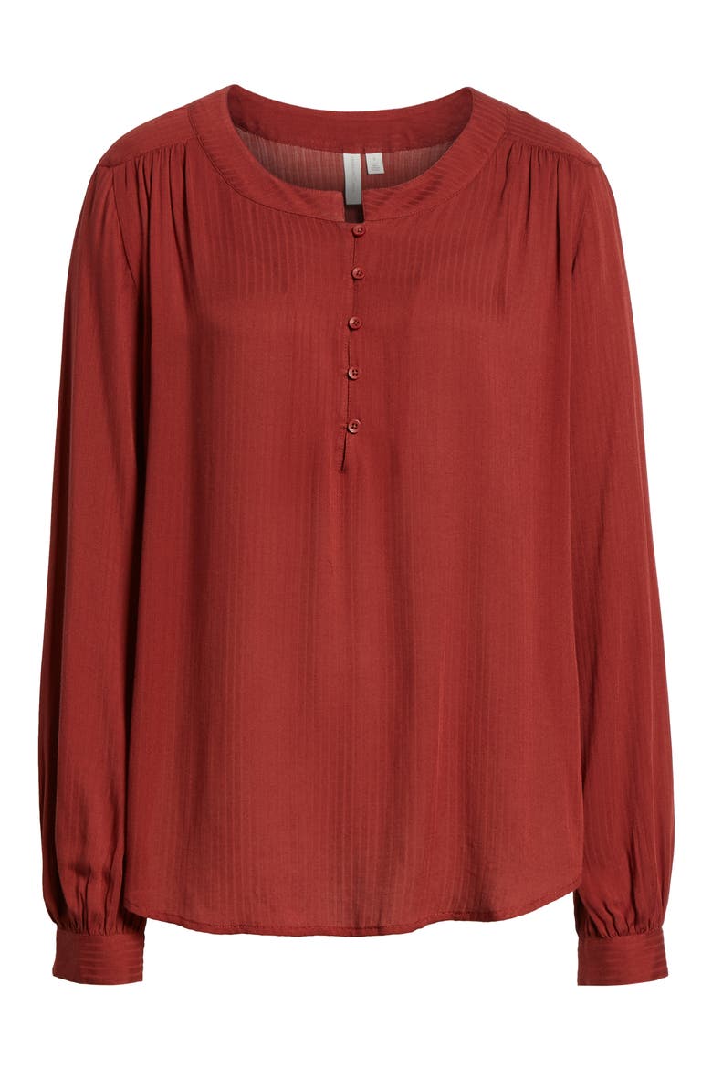 Tonal Stripe Blouse, Alternate, color, BURGUNDY RUSSET