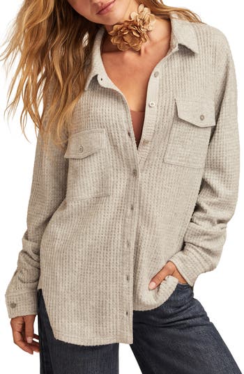 Lucky Brand Cloud Waffle Button-up Shirt In Neutral