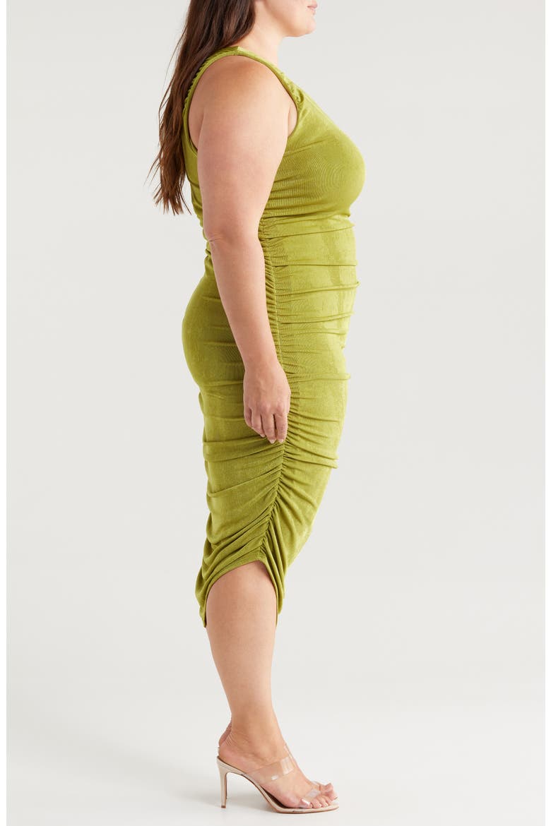 One-Shoulder Asymmetric Body-Con Midi Dress, Alternate, color, AVOCADO