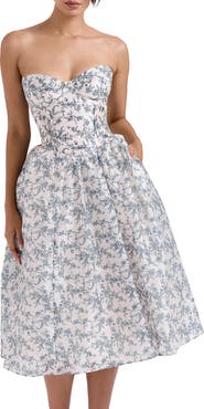 HOUSE OF CB Bennett Corset Strapless Fit & Flare Cocktail Dress