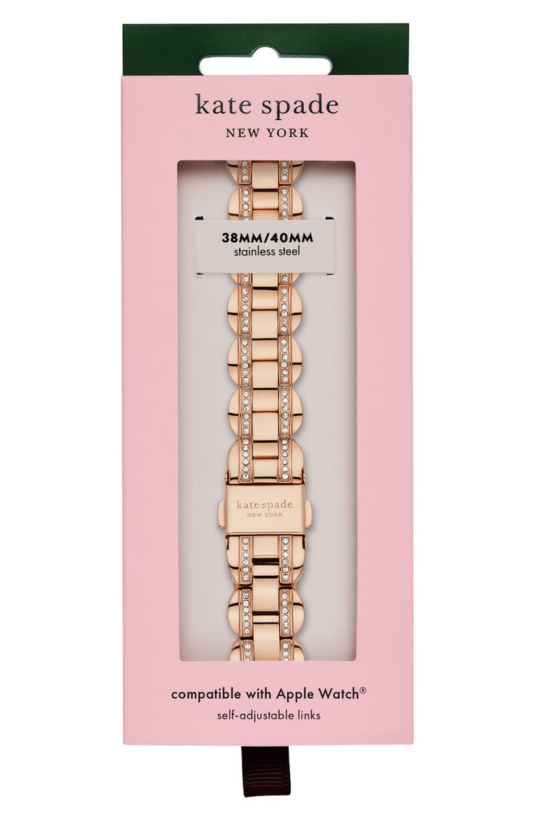 Kate Spade New York scallop 16mm Apple Watch<sup>®</sup> pavé bracelet watchband, Alternate, color, Rose Gold