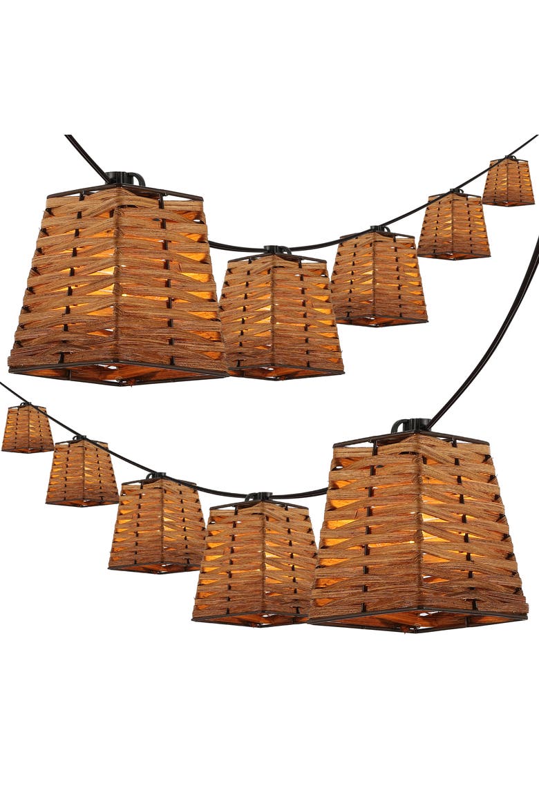 Quinn 10-Light Indoor/Outdoor Classic Vintage Incandescent G40 Square Shaded String Lights, Main, color, Brown