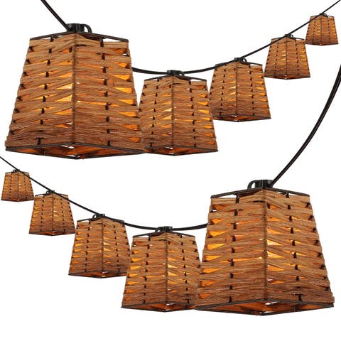 Quinn 10-Light Indoor/Outdoor Classic Vintage Incandescent G40 Square Shaded String Lights