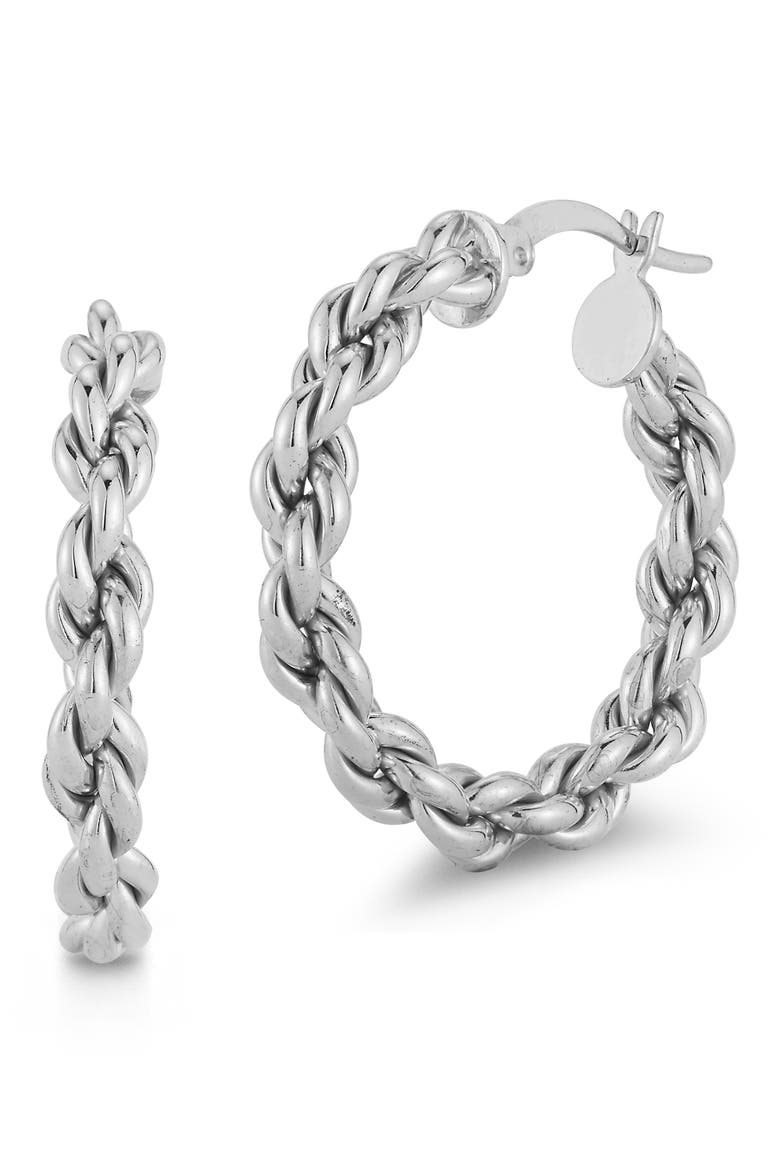 Rope Chain Hoop Earrings, Main, color, SILVER