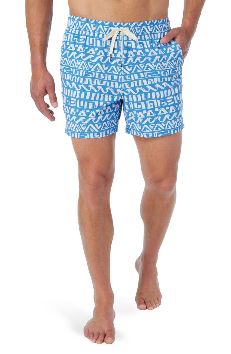 Fair Harbor The Bungalow Water Repellent Swim Trunks, Main, color, Blue Water Waves