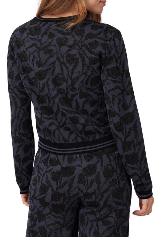 Scotch & Soda Floral Jacquard Crewneck Sweater In Black