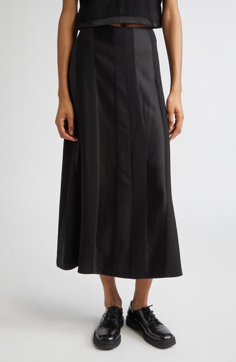 PARTOW Jackson Textured Stripe A-Line Midi Skirt, Main, color, Black
