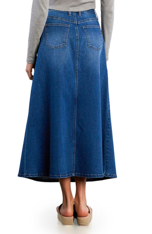 Hint Of Blu Denim Maxi Skirt In Blue