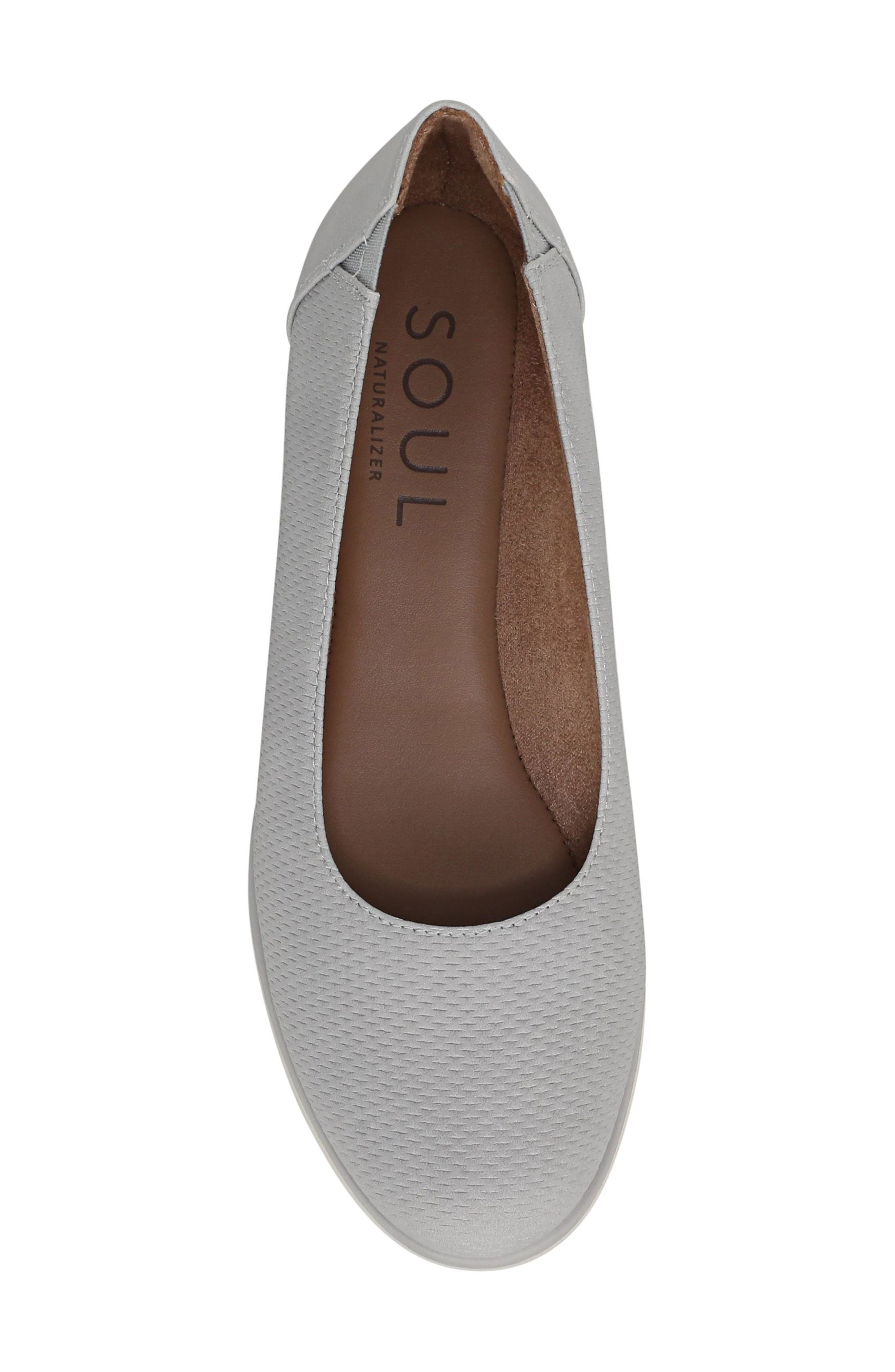 SOUL NATURALIZER Idea Perforated Ballet Wedge Flat, Alternate, color, Grey Perforated Faux Leather
