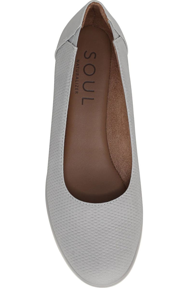 SOUL NATURALIZER Idea Perforated Ballet Wedge Flat, Alternate, color, Grey Perforated Faux Leather