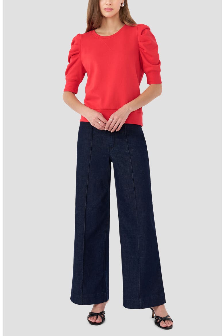 Janine Puff Sleeve Sweatshirt, Alternate, color, TOMATO