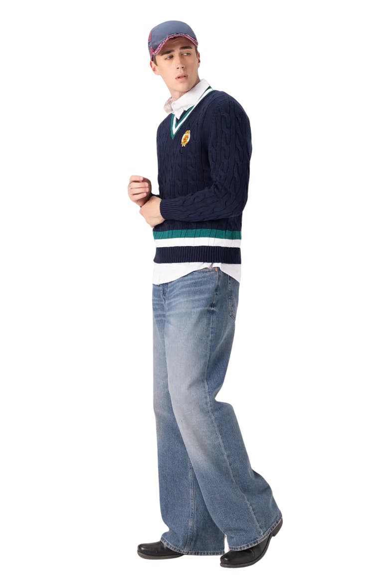 Cable Knit Cricket Sweater, Alternate, color, Navy